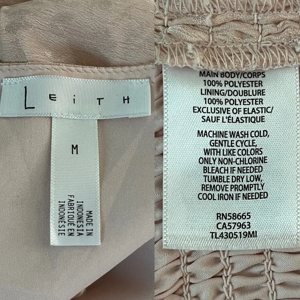 Leith Blouse Crop Top Smocked Pink Smoke M New